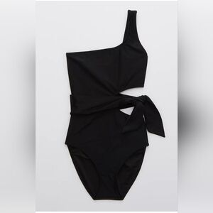 Aerie Black Asymmetrical One-Piece Swimsuit